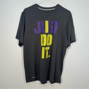 Nike Shirt Mens Large Gray Just Do It Spell Out Dri Fit Crew Neck Active Outdoor